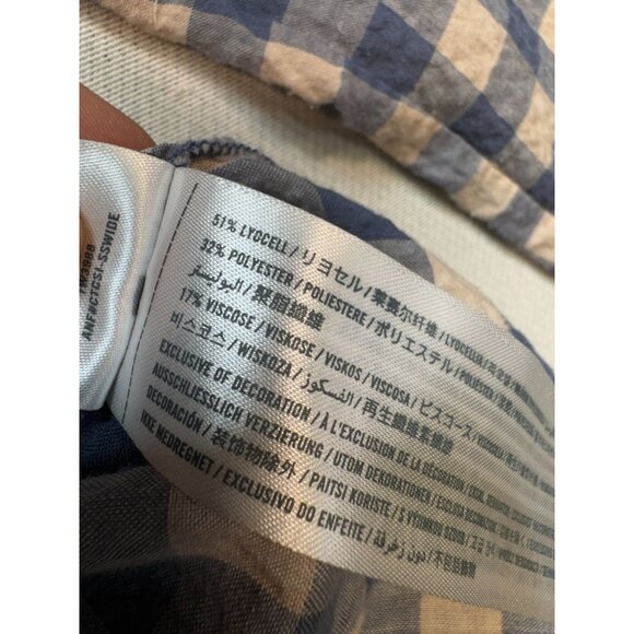 Abercrombie & Fitch Womens Long Sleeves Button Up Shirt Size M Blue Beige Plaid - Picture 3 of 10